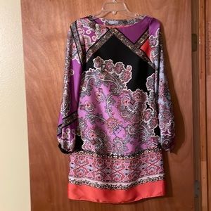 Koton dress psychedelic paisley and flowers, fitted with full attached slip (mlb